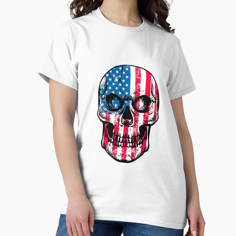 Vintage American Flag Skull Usa by SkyCloudBlue