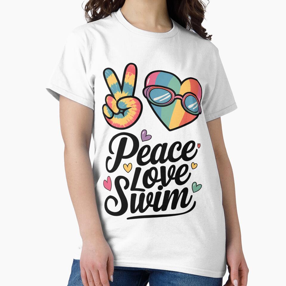 Peace Love Swim Tie Dye Swimmer Swimming Gifts Summer by Sutvaomom