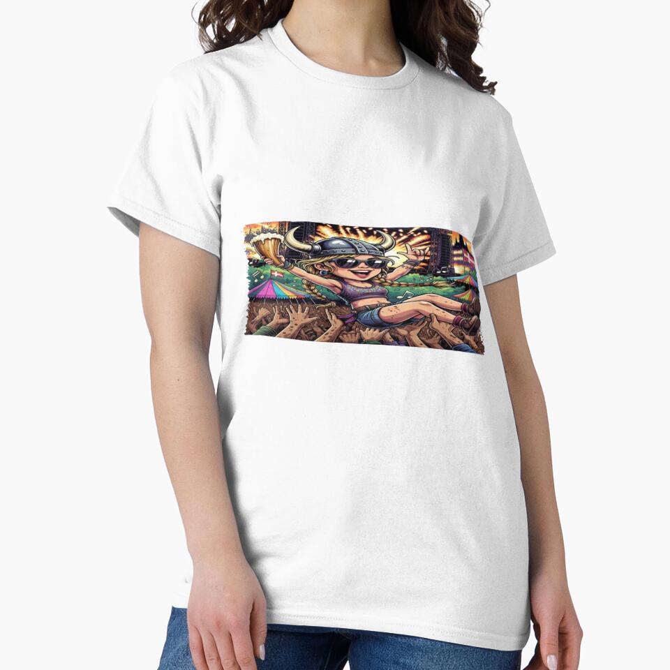 Roskilde Festival Viking Girl T-Shirt | Denmark Music Festival Party Graphic Tee | Funny Beer Lover Concert Design by Sushikidsntod