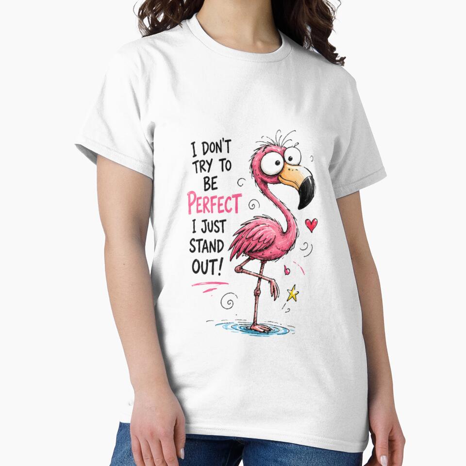 Funny Cartoon Flamingo – Humorous and Positive Doodle Illustration by NABPOD