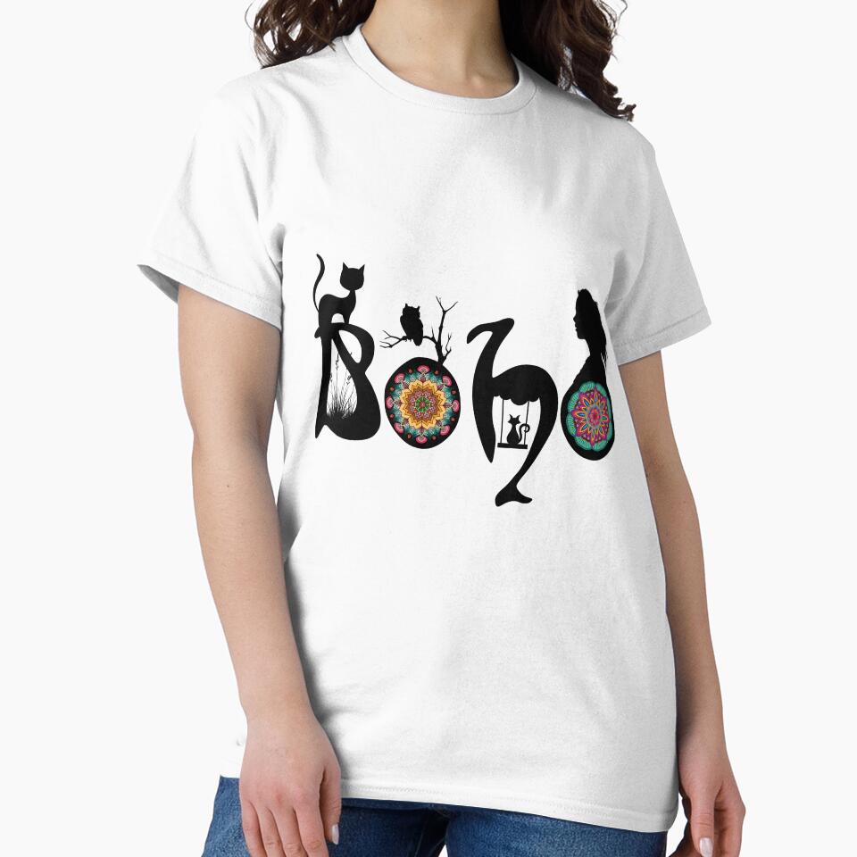 Boho Ornamental Typography T-Shirt - BOHO by GorinART
