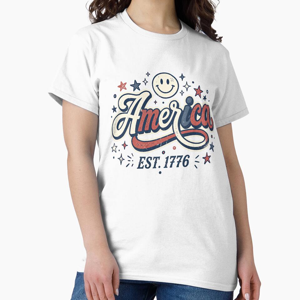 Retro America Est 1776 Smiley Patriotic Design by PlumArtDesign