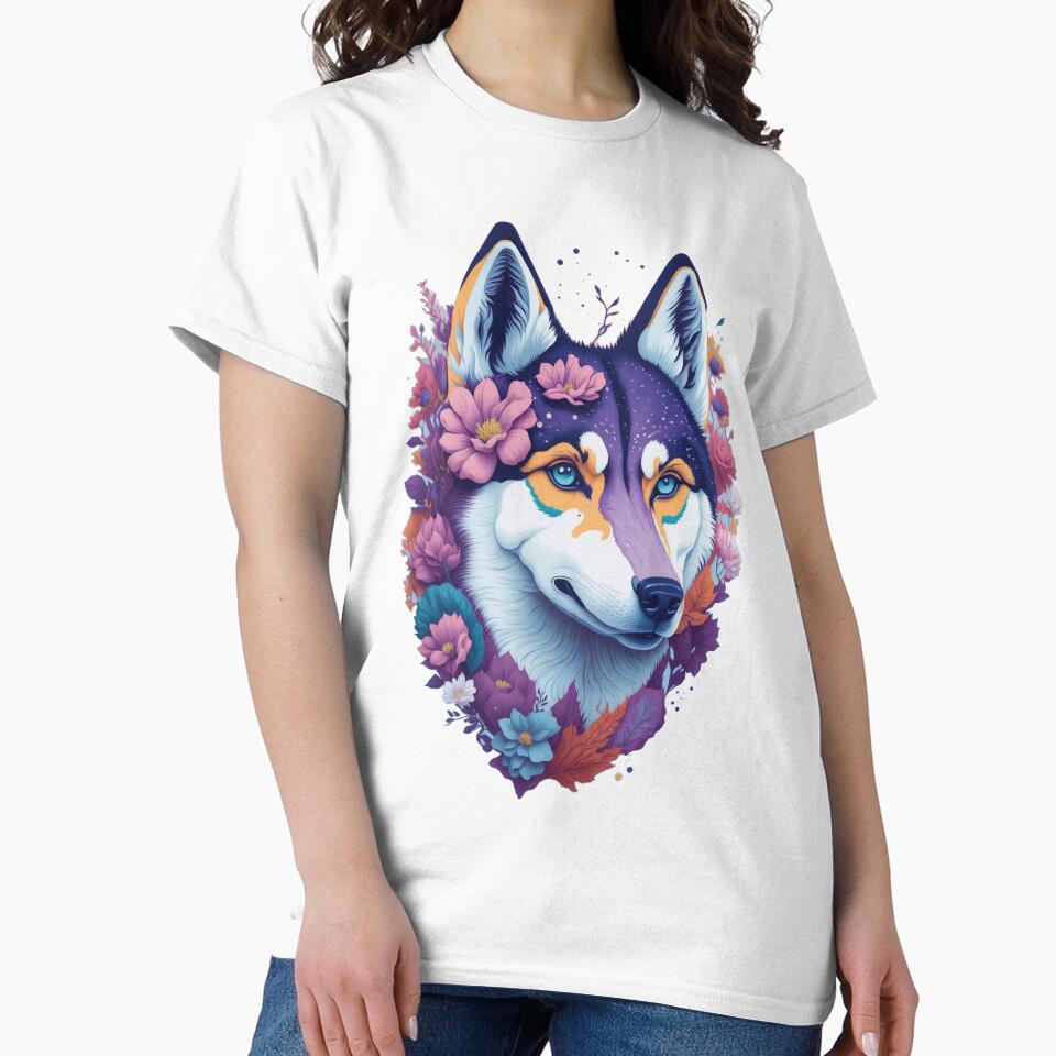 colorful wolf with flowers by PopPizzazz