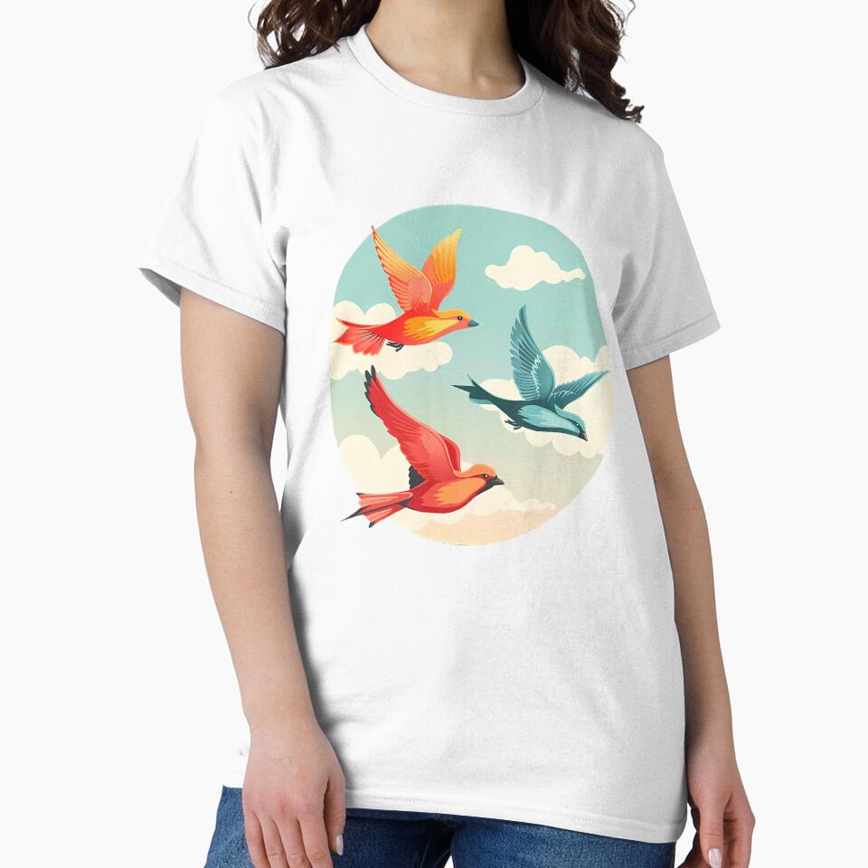 "Three Birds Fly in the Sky Logo - Cartoon Style" by Art-Vortex-fr