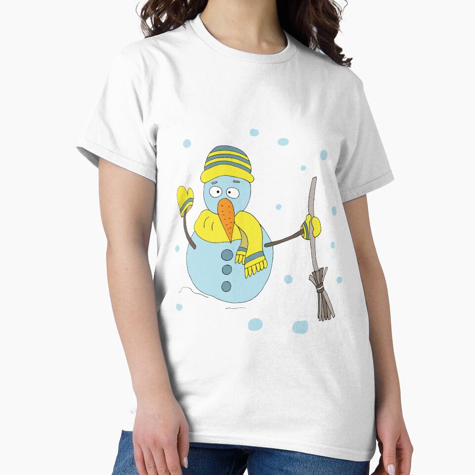 Snowman with a broom in his hands. by Olga81creative