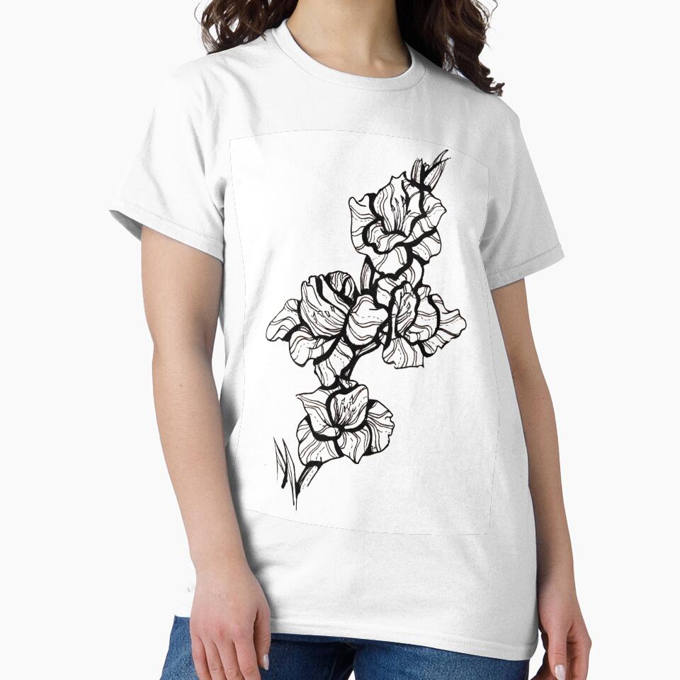 Gladiolus Ink Flower by Amanda Irene