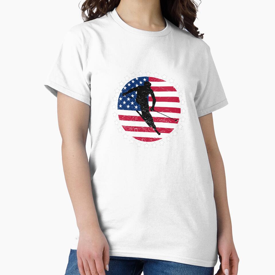Patriotic Downhill Skiing Gifts - Snow Skiing T Shirts and Accessories by SolarFlair Designs