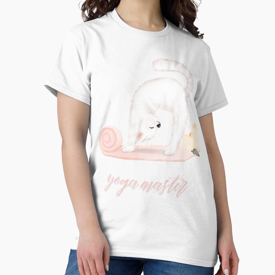 Yoga Master Cat T-Shirt for Mindful Yoga & Relaxation by SmyrnaArtGalery