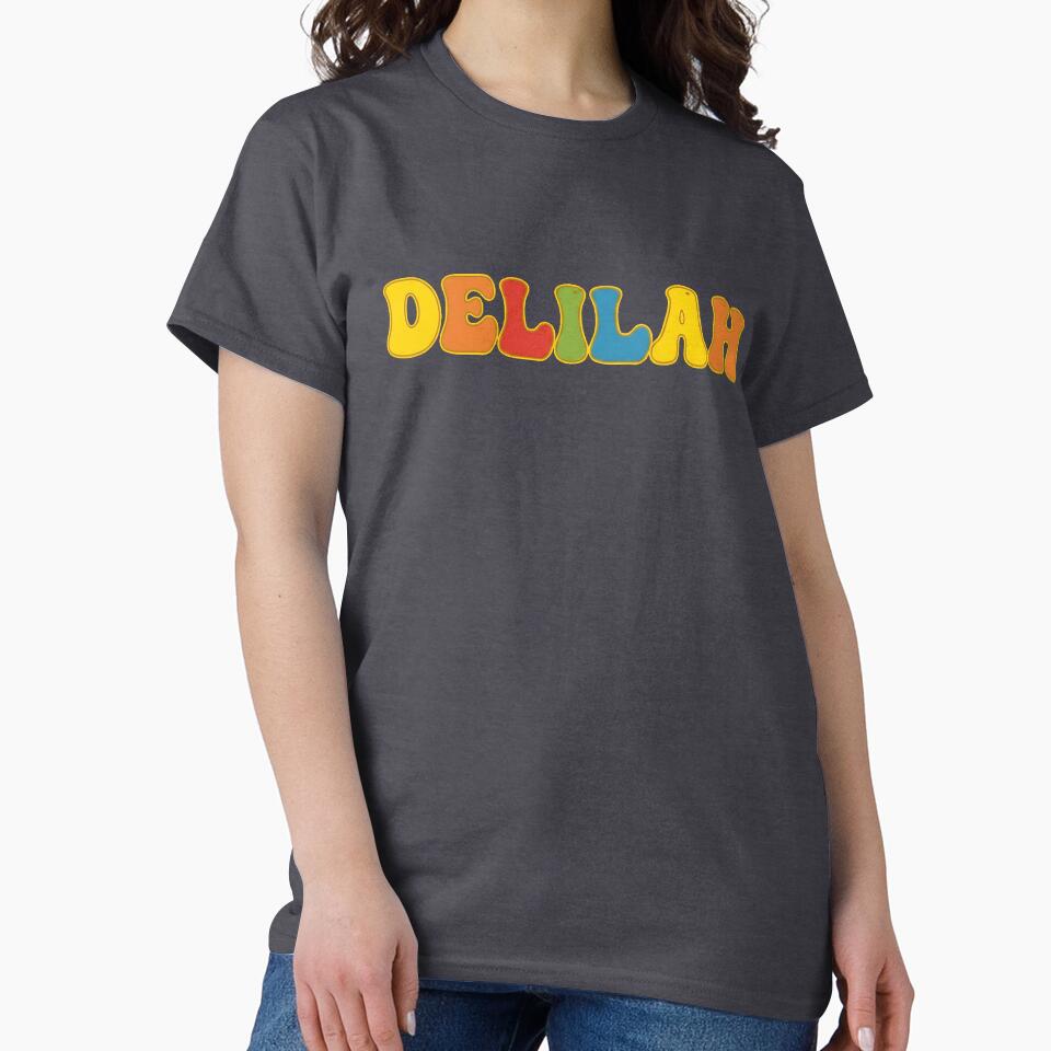 ❤️ Delilah Personalized Name Wavy Retro Shirt, Coffee Mug, Sticker Gift by HelixPedia