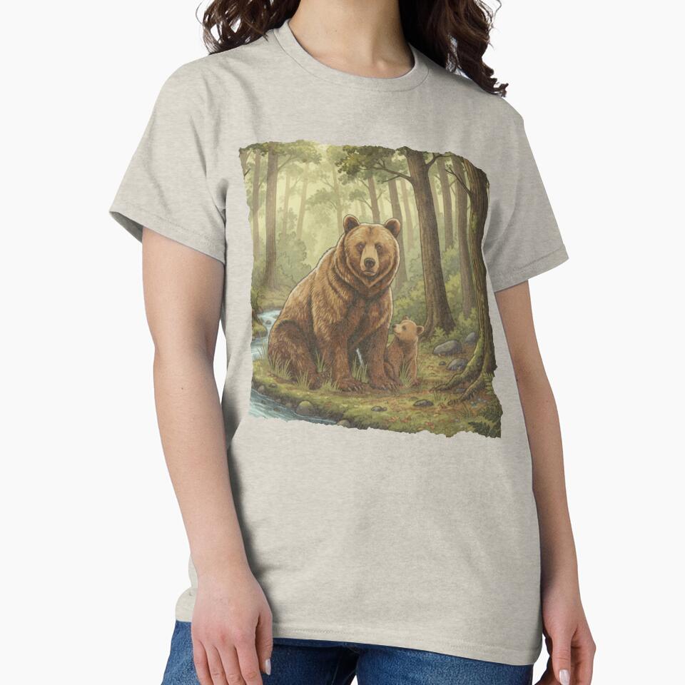 Forest Landscape Scene Wild Bear and Cub by Gunners Inspirations
