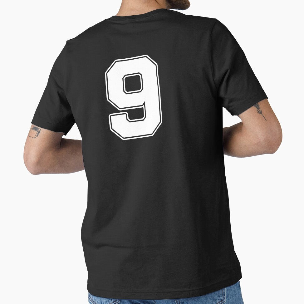 Jersey Number 9 / Player Shirt Number Nine (White with White Outline) by STUDIO-72