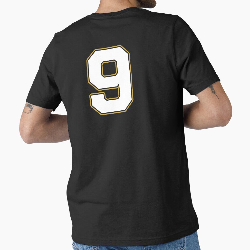 Jersey Number 9 / Player Shirt Number Nine (White with Gold Outline) by STUDIO-72