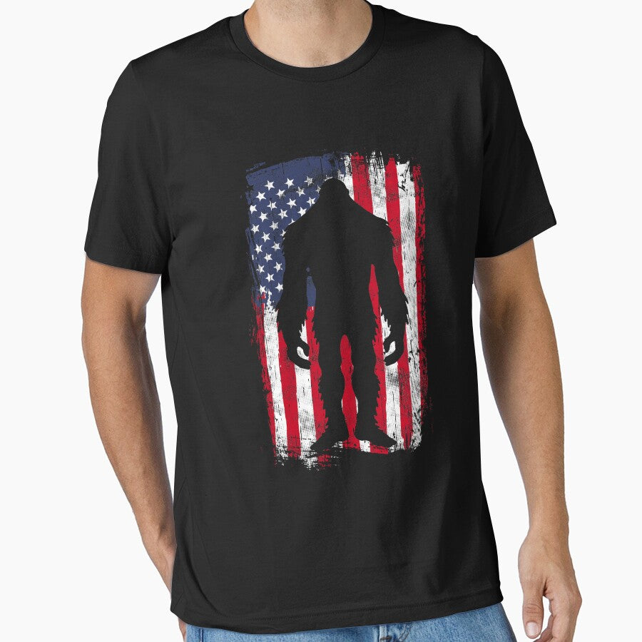 Bigfoot USA American Flag Sasquatch by Sinjy
