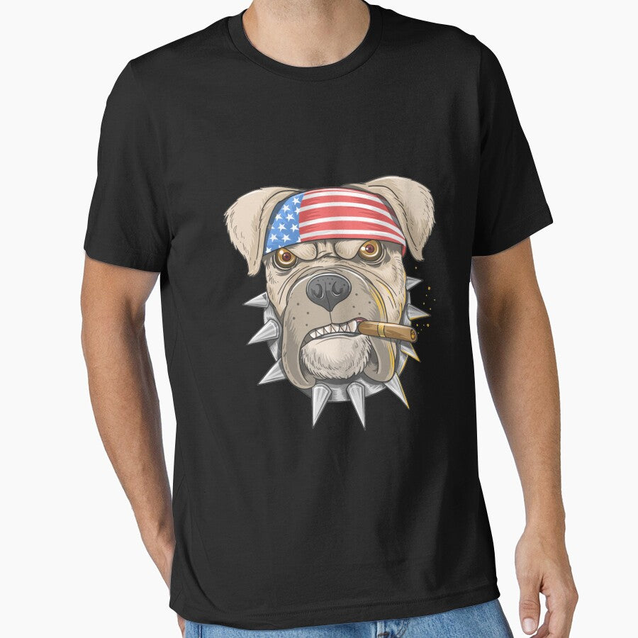 American Pitbull Terrier Dog Retro Vintage USA Flag  Cigar Pullover by sara4ly