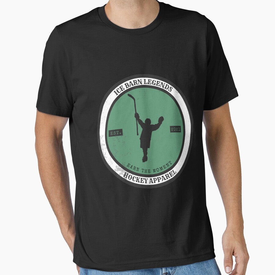 Earn The Moment Distressed Style Hockey Logo Tri-Blend T-Shirt by cohenashl6