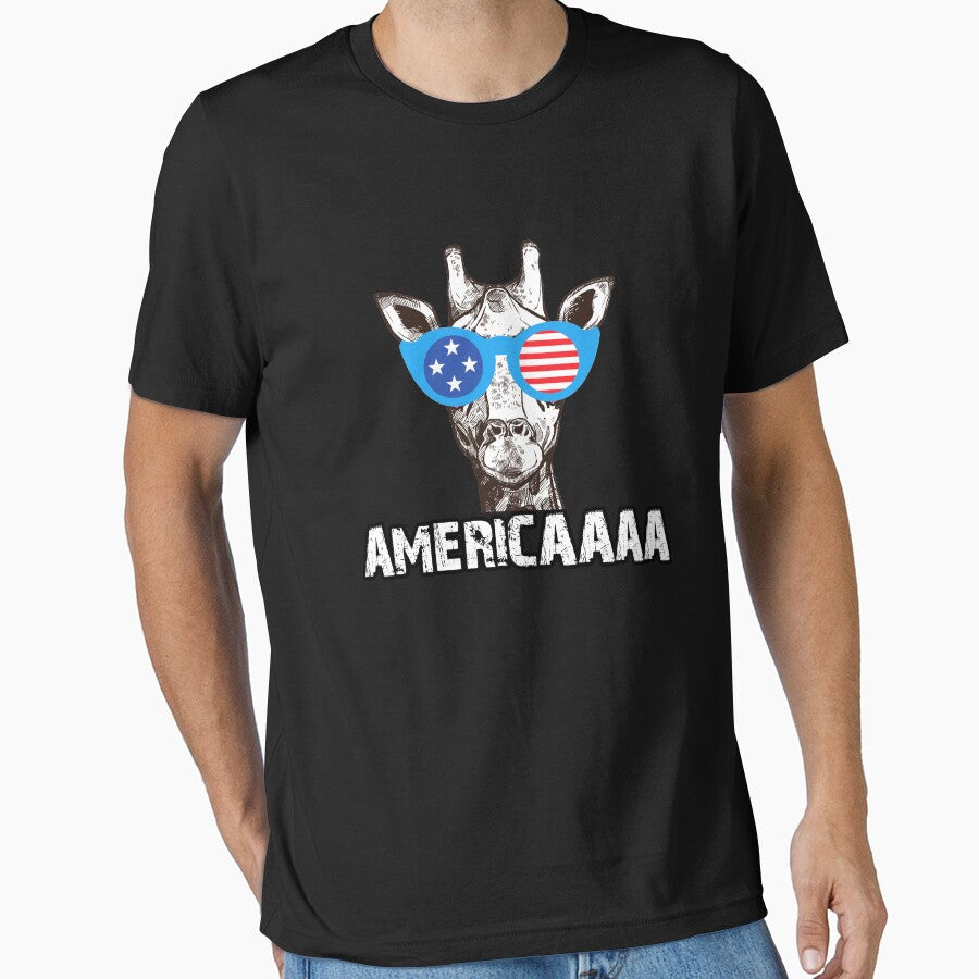 Patriotic Giraffe 4th of July USA American Flag Funny Giraffe Americaaa by Akmloza