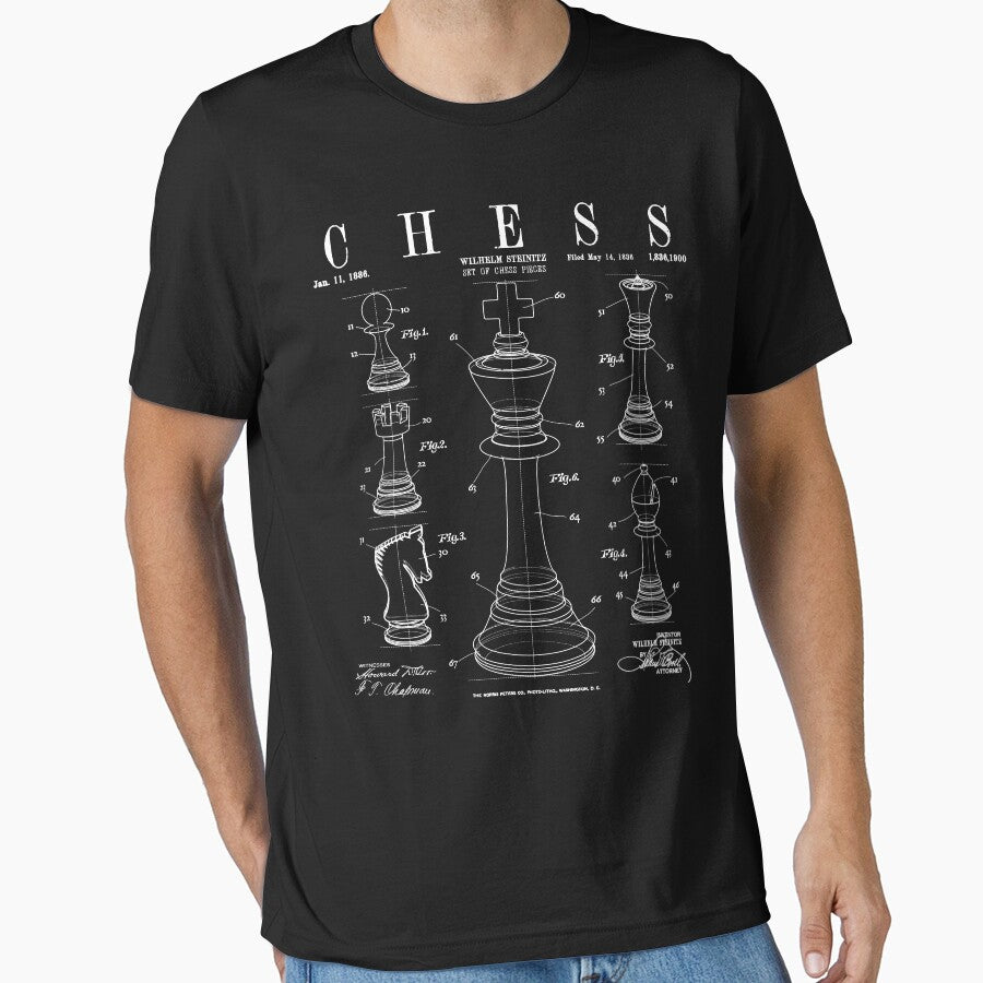 Chess King And Pieces Old Vintage Patent Drawing Print by GrandeDuc