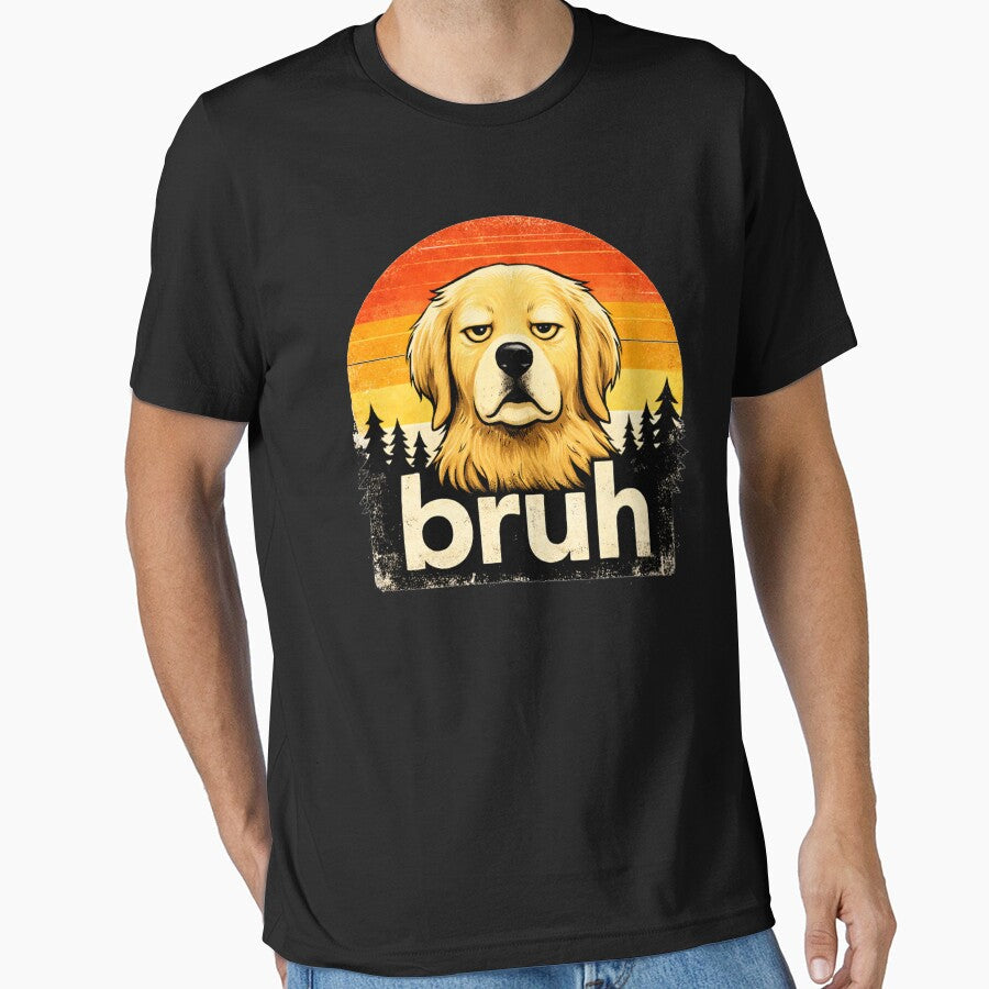 Bruh dog Funny Golden Retriever Face Meme Retro  vintage by Kladhadredo