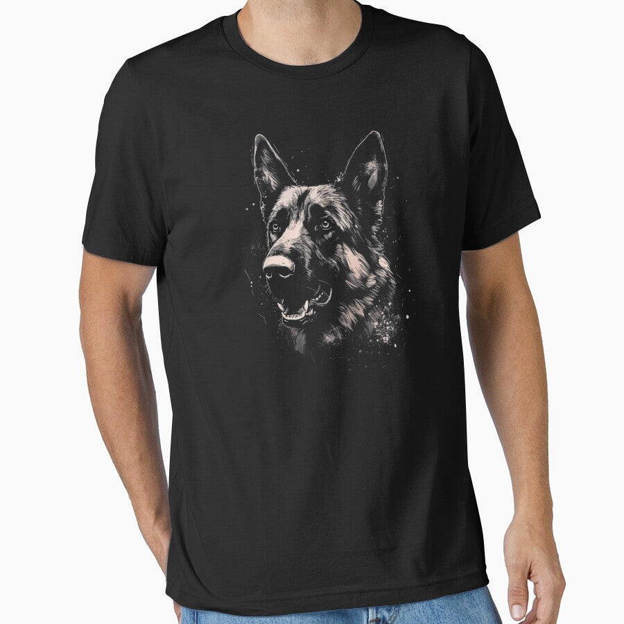 A Street Art German Shepherd Dog In Cool Distressed Style On Black by GVRDesign