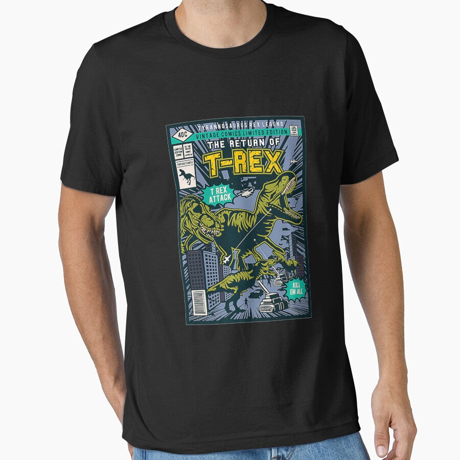 TRe Dinosaur Attack Comic Book Retro Fantasy Cartoon Kids Premium by alarmbitter