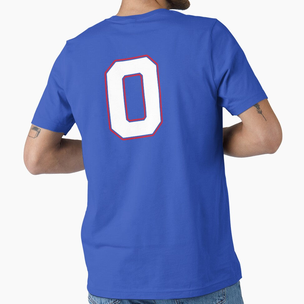 Jersey Number 0 / Player Shirt Number Zero (White with Red Outline) by STUDIO-72
