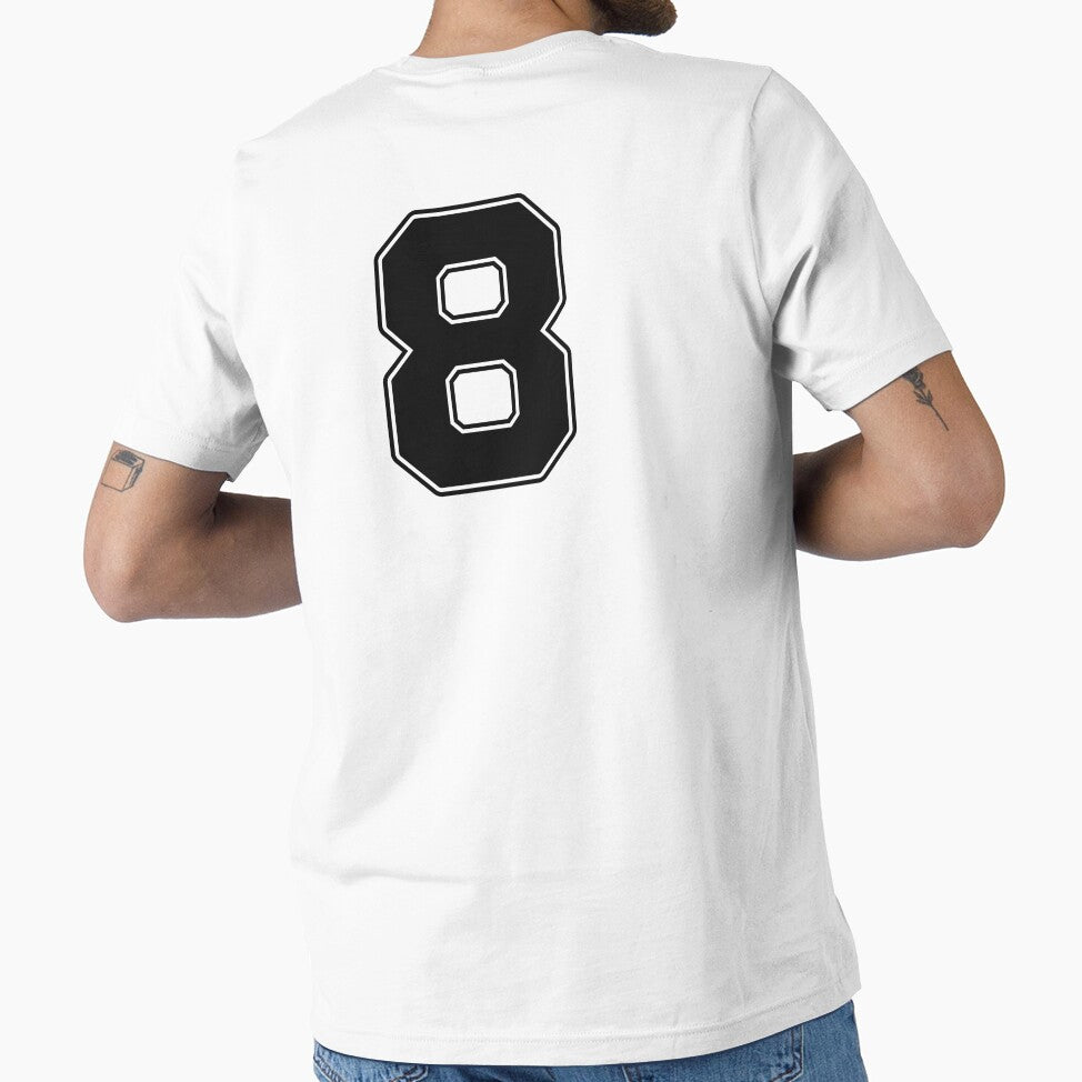Jersey Number 8 / Player Shirt Number Eight (Black with Black Outline) by STUDIO-72