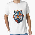 Blue and Orange Vector Style Wolf Logo by NordicBadger