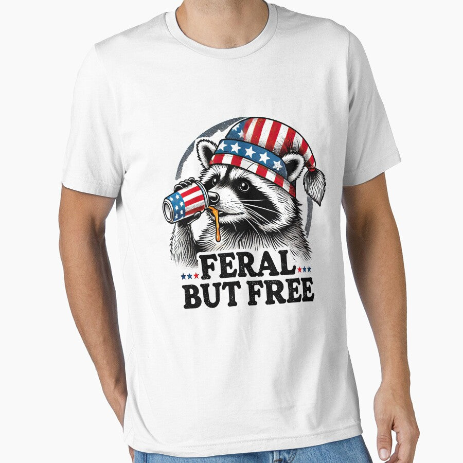Feral But Free Patriotic Raccoon Funny USA by MAPDDesigns