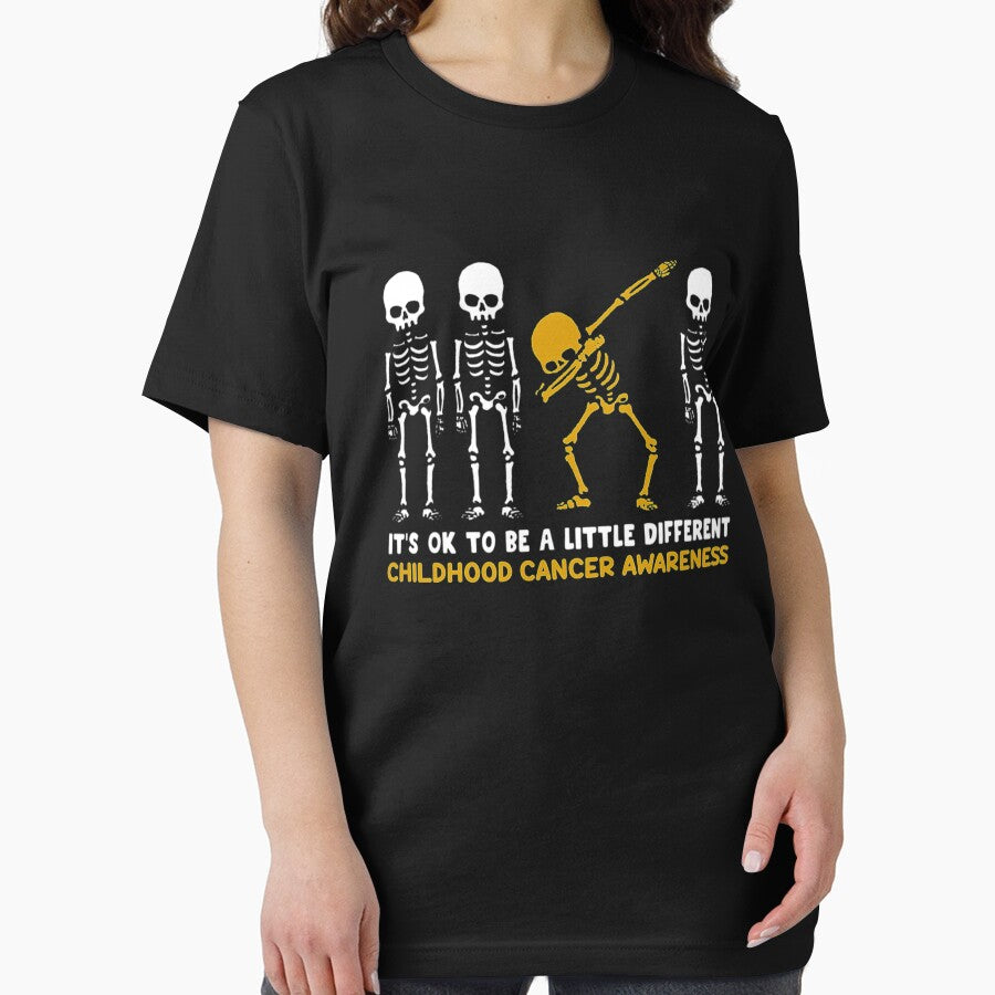 Childhood Cancer Awareness It's Ok To Be A Little Different  Dancing Skeletons Happy Halloween Day by alliancepowerfu