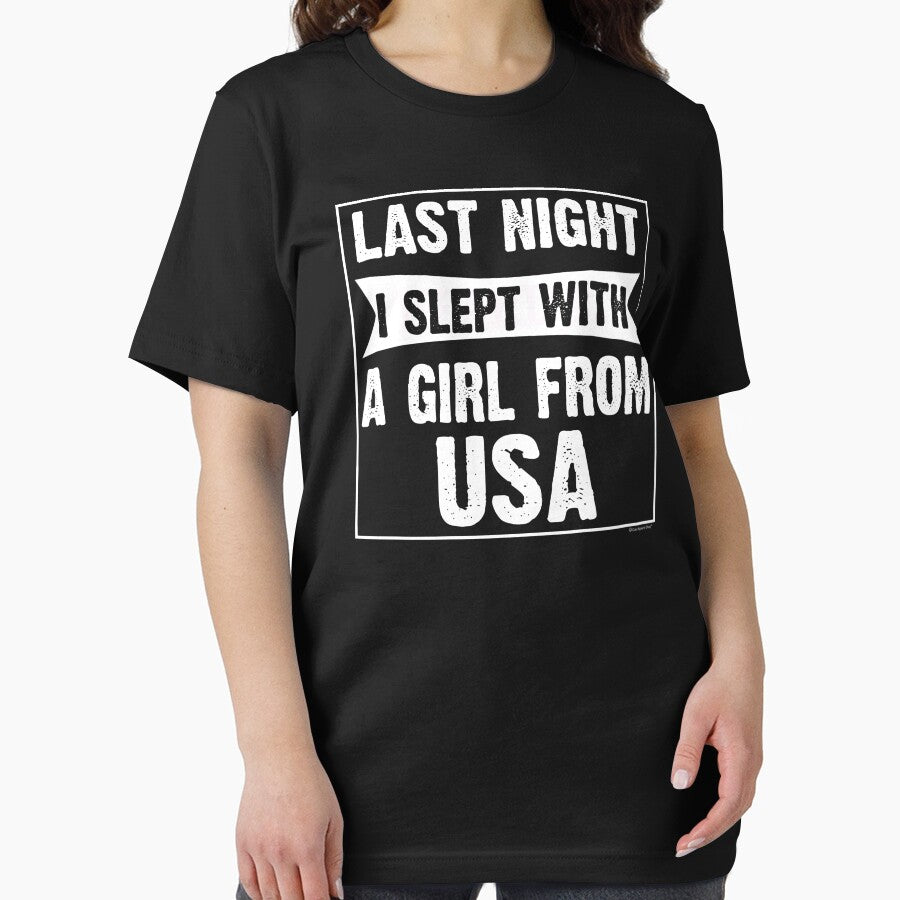 Last Night I Slept With Girl From USA. Funny Gift by CoolApparelShop