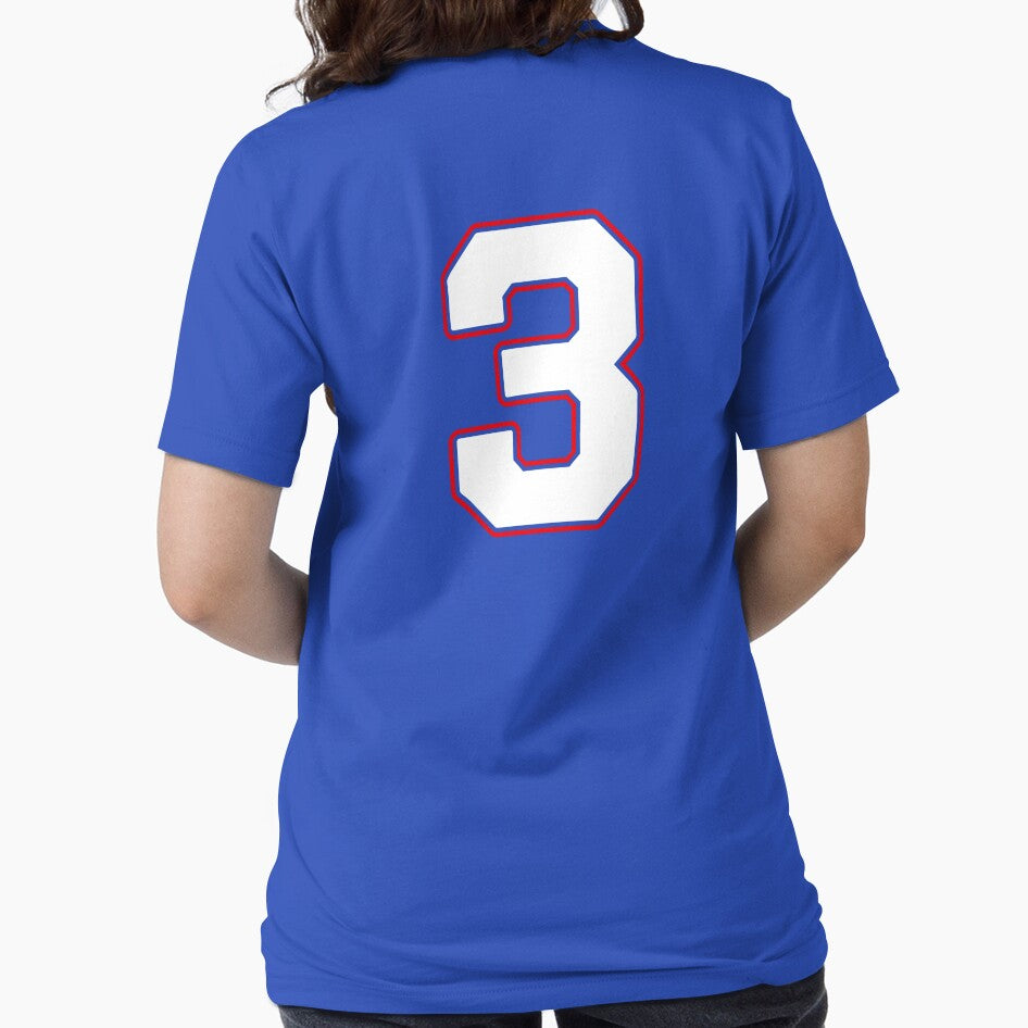 Jersey Number 3 / Player Shirt Number Three (White with Red Outline) by STUDIO-72