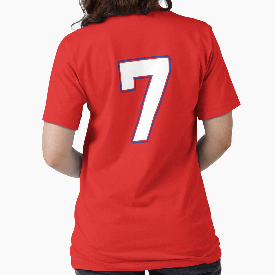 Jersey Number 7 / Player Shirt Number Seven (White with Blue Outline) by STUDIO-72