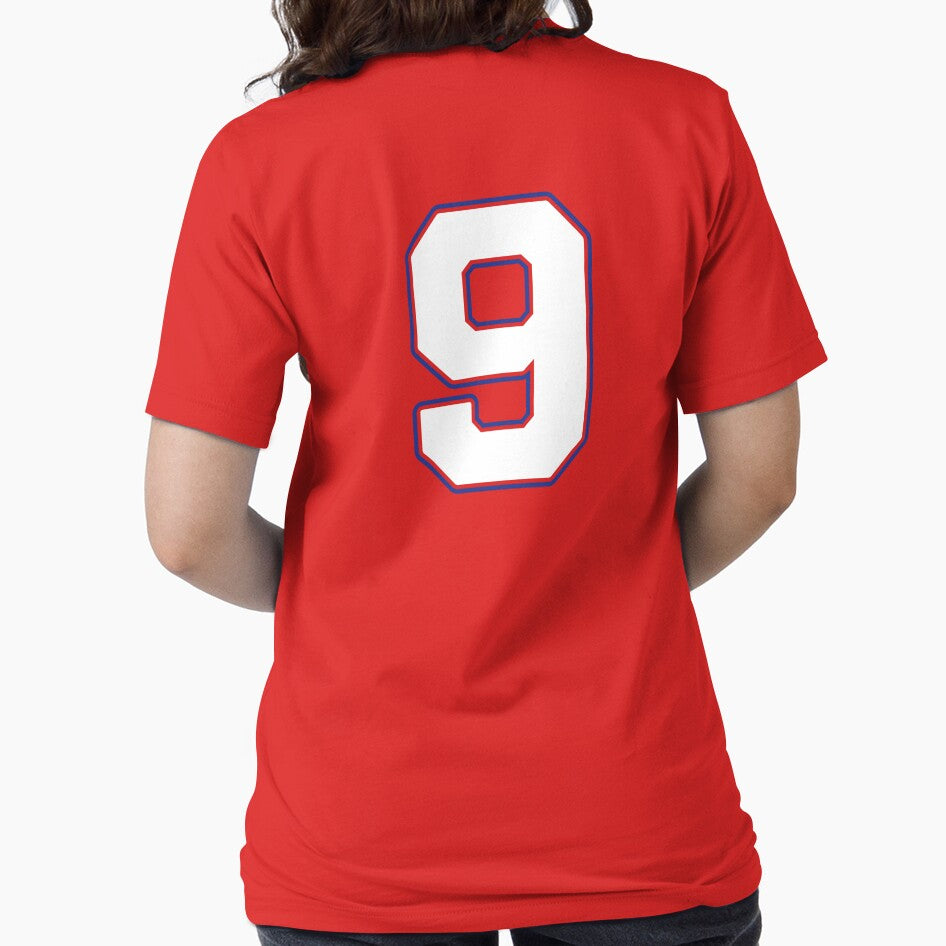 Jersey Number 9 / Player Shirt Number Nine (White with Blue Outline) by STUDIO-72