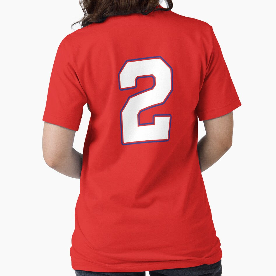 Jersey Number 2 / Player Shirt Number Two (White with Blue Outline) by STUDIO-72