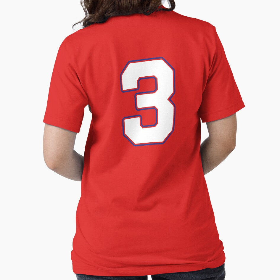 Jersey Number 3 / Player Shirt Number Three (White with Blue Outline) by STUDIO-72