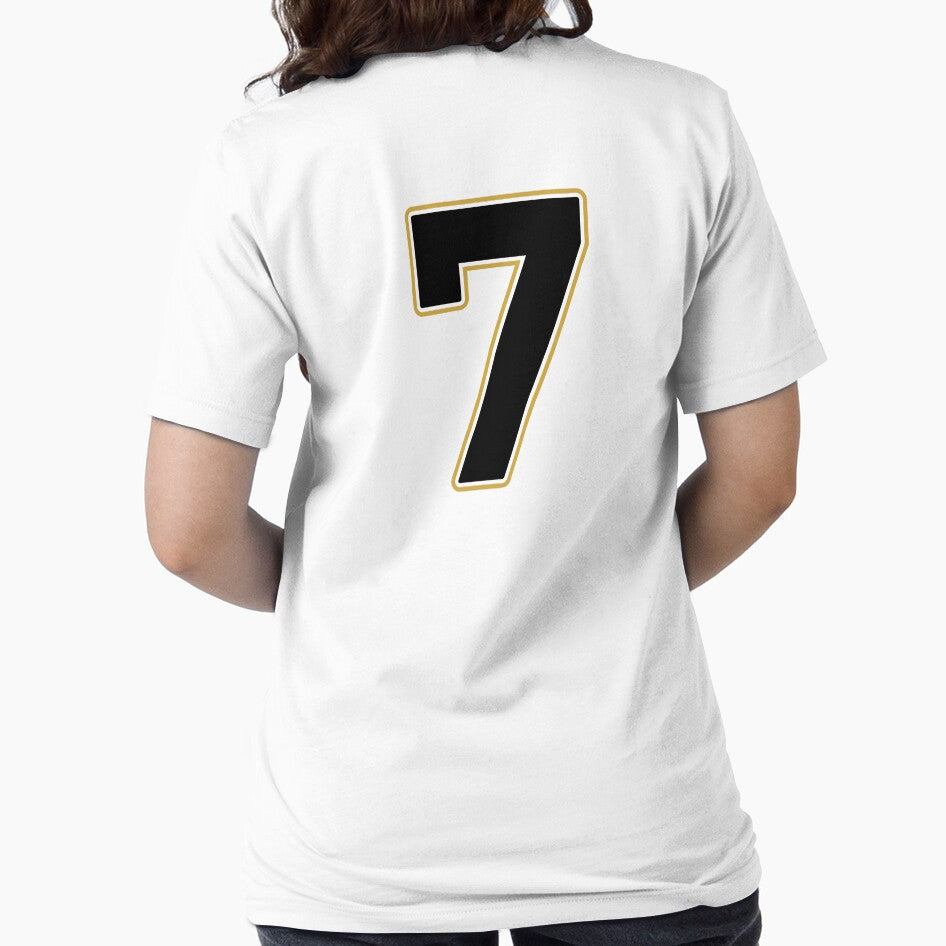 Jersey Number 7 / Player Shirt Number Seven (Black with Gold Outline) by STUDIO-72