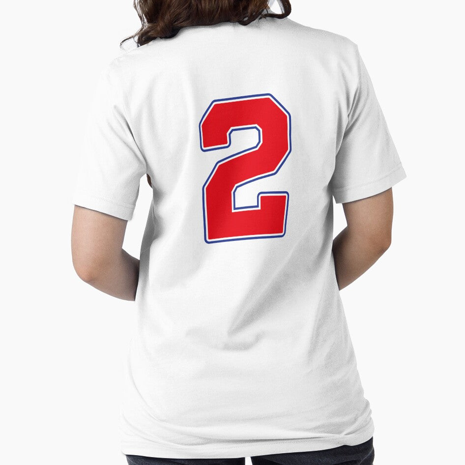 Jersey Number 2 / Player Shirt Number Two (Red with Blue Outline) by STUDIO-72