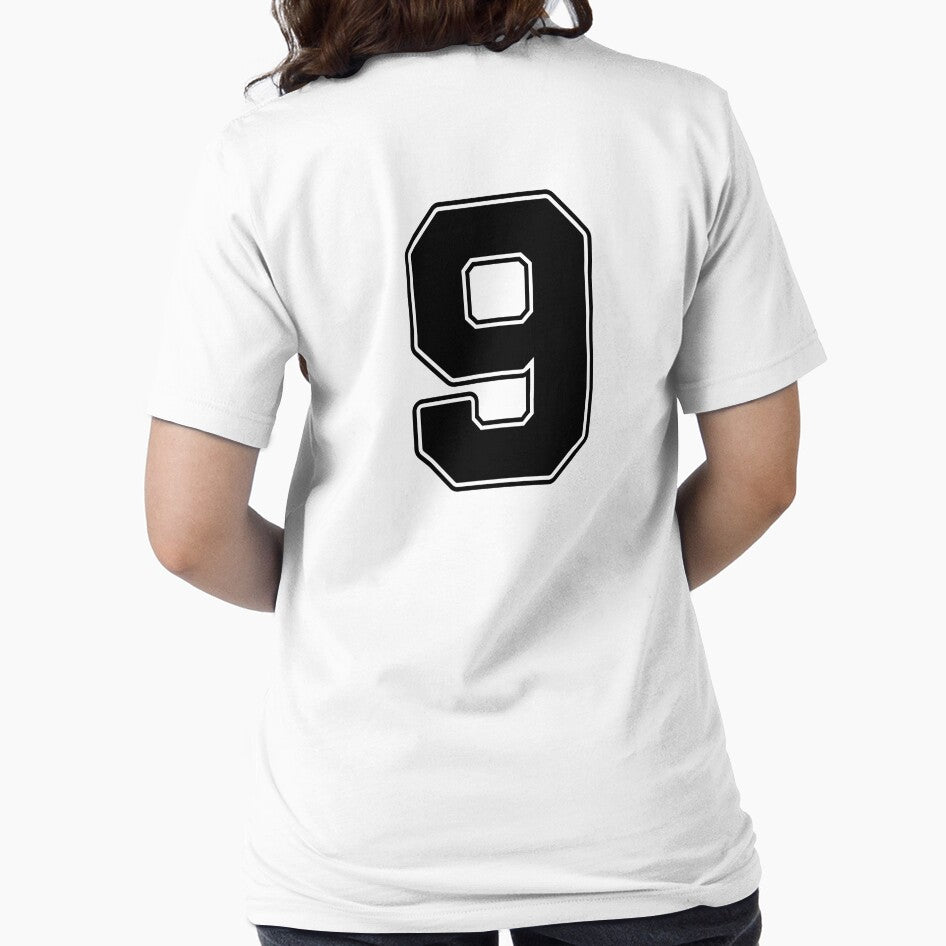 Jersey Number 9 / Player Shirt Number Nine (Black with Black Outline) by STUDIO-72