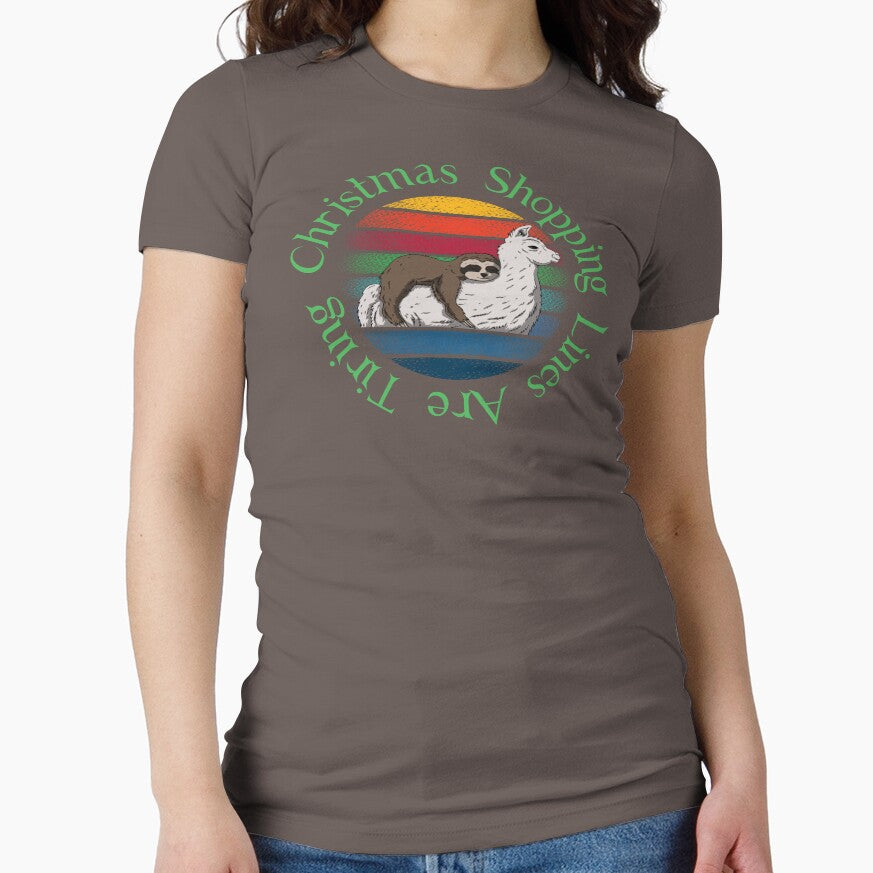 Cute Christmas Sloth Llama, Christmas Shopping Lines Are Tiring, Funny, by DAM Creative, by DAM Creative ⭐⭐⭐⭐⭐