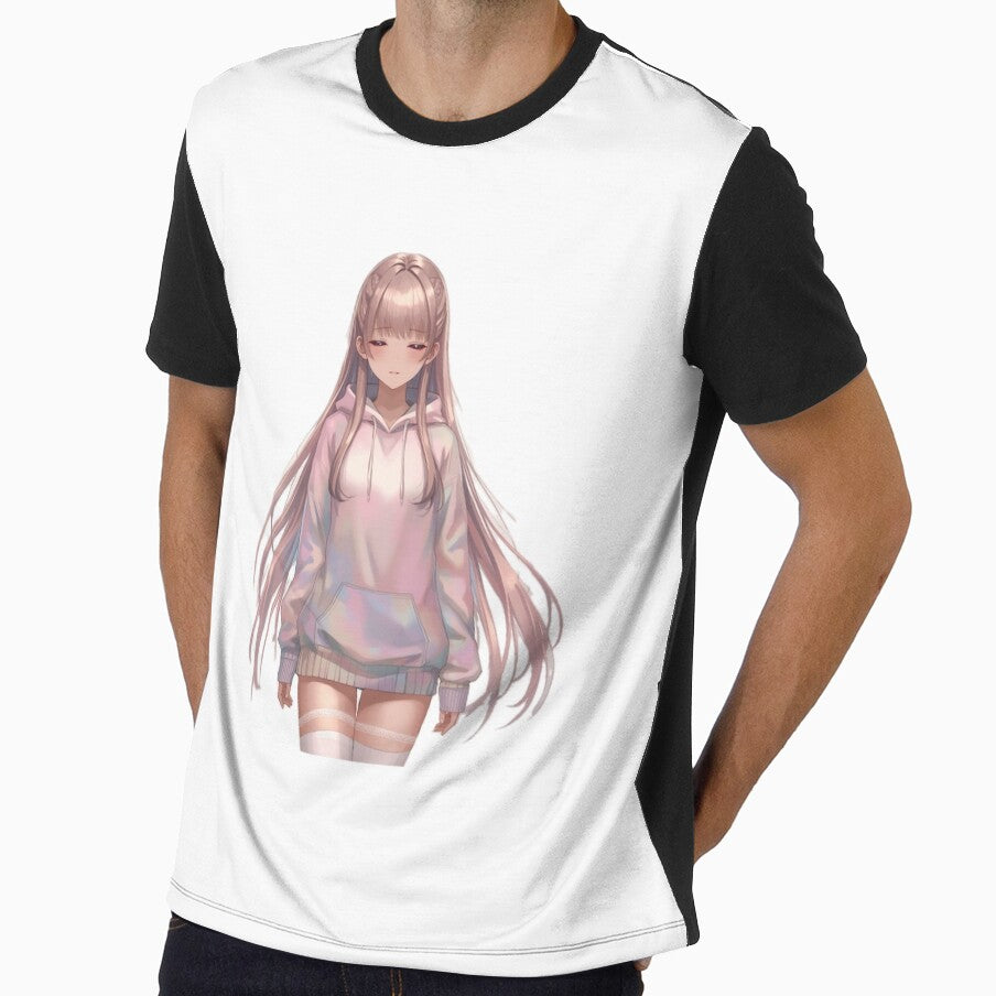 Pastel Anime Girl Aesthetic Hoodie Waifu – Soft Kawaii Minimal Art by AnimDream