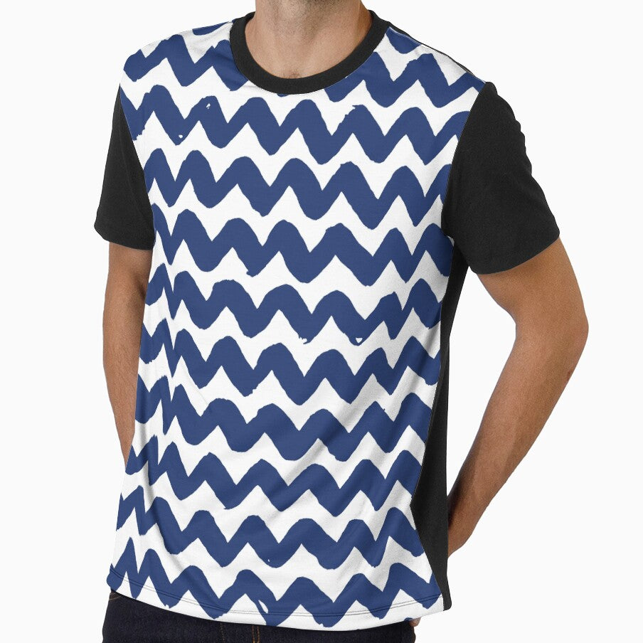Navy Brushstroke Chevron Pattern by Cool Fun  Awesome Time