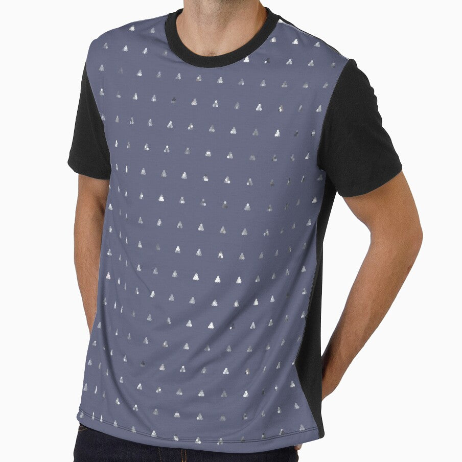 Printed image of silver sequins - pyramid shapes on blue grey background by JaReVa