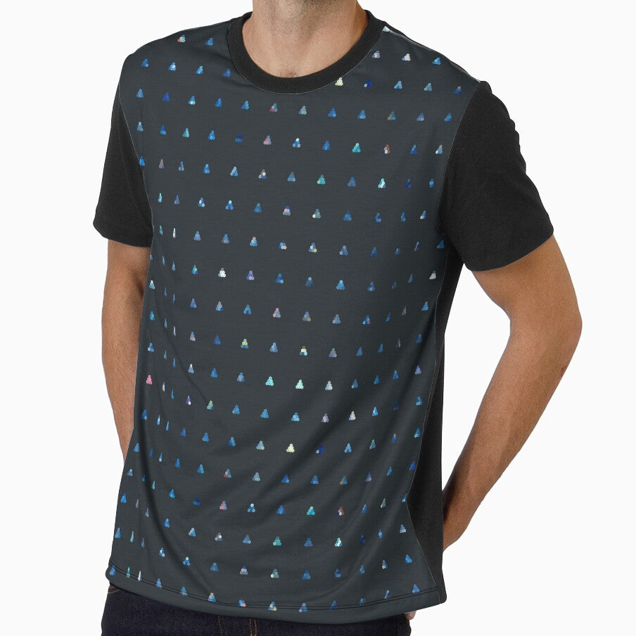 Printed image of blue sequins - pyramid shapes on dark grey background by JaReVa