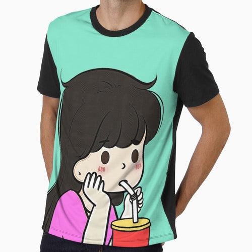2 - Drinking Cola Girl, cute cartoon COUPLES DESIGN for children, for family, for brother and sister or for best friends. by 2AcesDesign