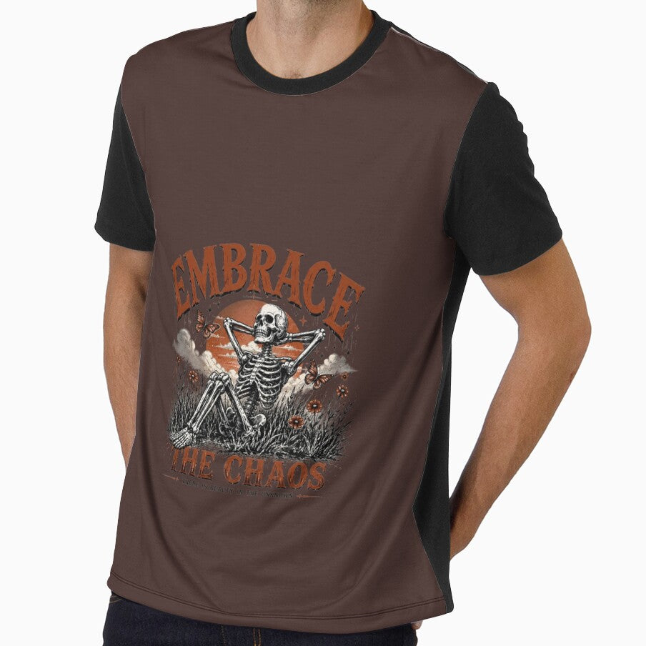 Embrace the Chaos Skeleton Vintage Graphic T-Shirt Design by BunnyPixel21