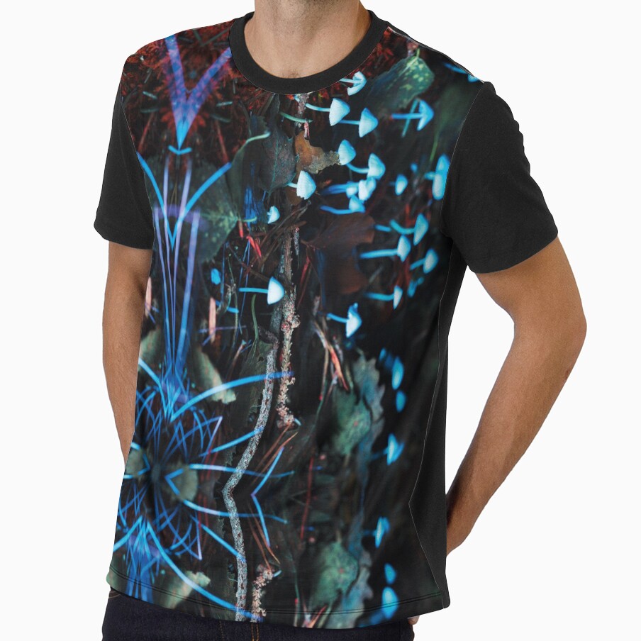 Symmetrical design with fluorescent mushrooms by Psilographics
