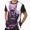 Cyberpunk Anime Cat Girl Streetwear Aesthetic T-Shirt Design by AKVisionDesigns