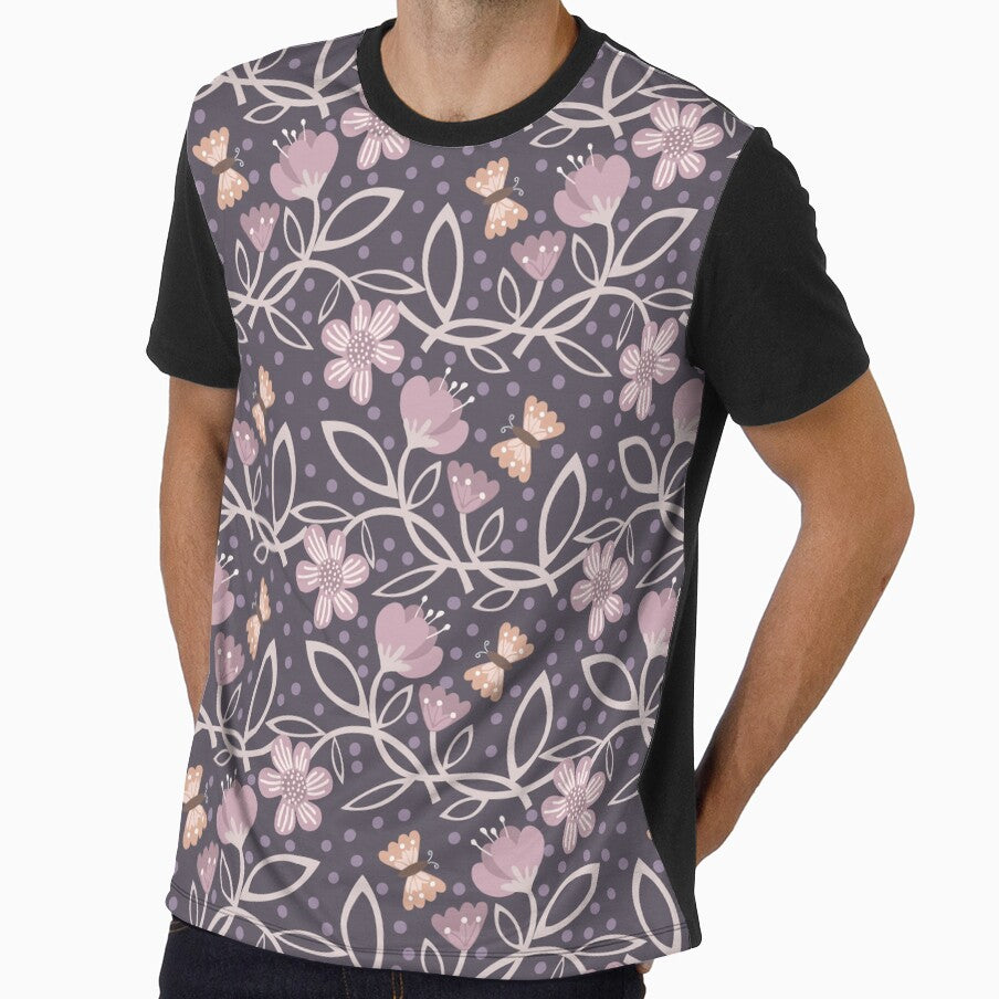 Romantic Butterflies Floral Pattern Mauve on Purple by Jaydee001