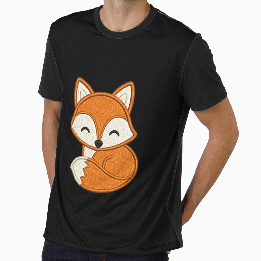 Minimal Fox Embroidery Design | Cute Geometric Kawaii Fox by ColorSplash123