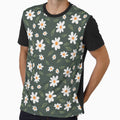 Daisies Pattern on Khaki Green Background by Michouprint